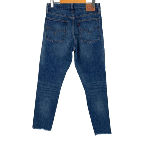 Levi's x White Oak Cone Denim Jeans Womens 29x27 Blue Raw Hem Skinny High Rise - Picture 2 of 12